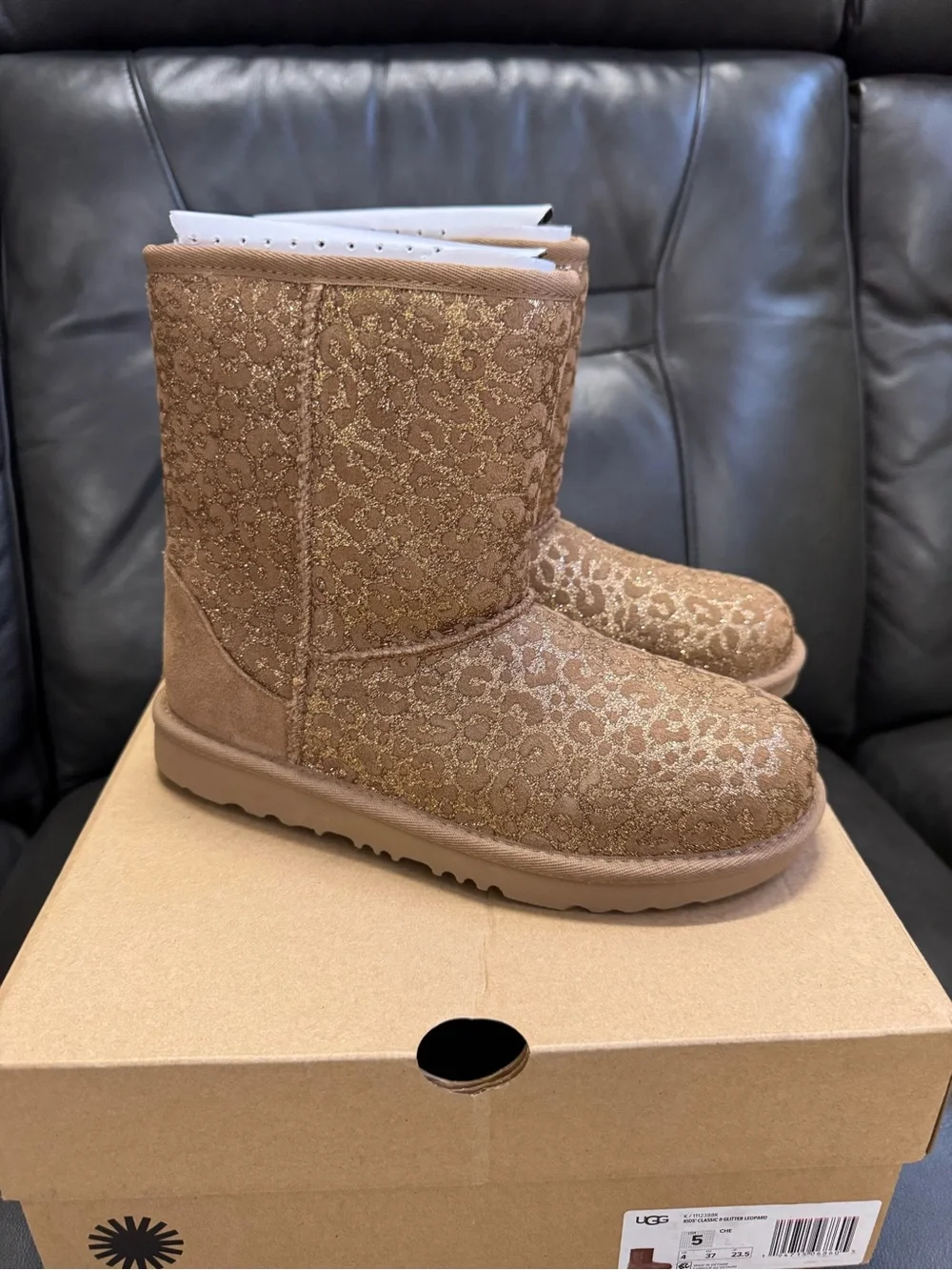 UGG Kids Classic II Glitter Leopard Boot